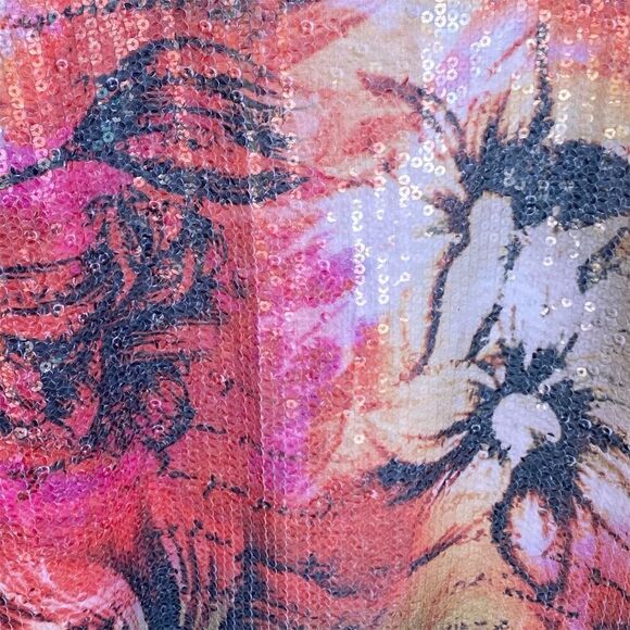 Caché Women's Floral Sequin Sleeveless Tank Top Multicolor Size L - Picture 3 of 8